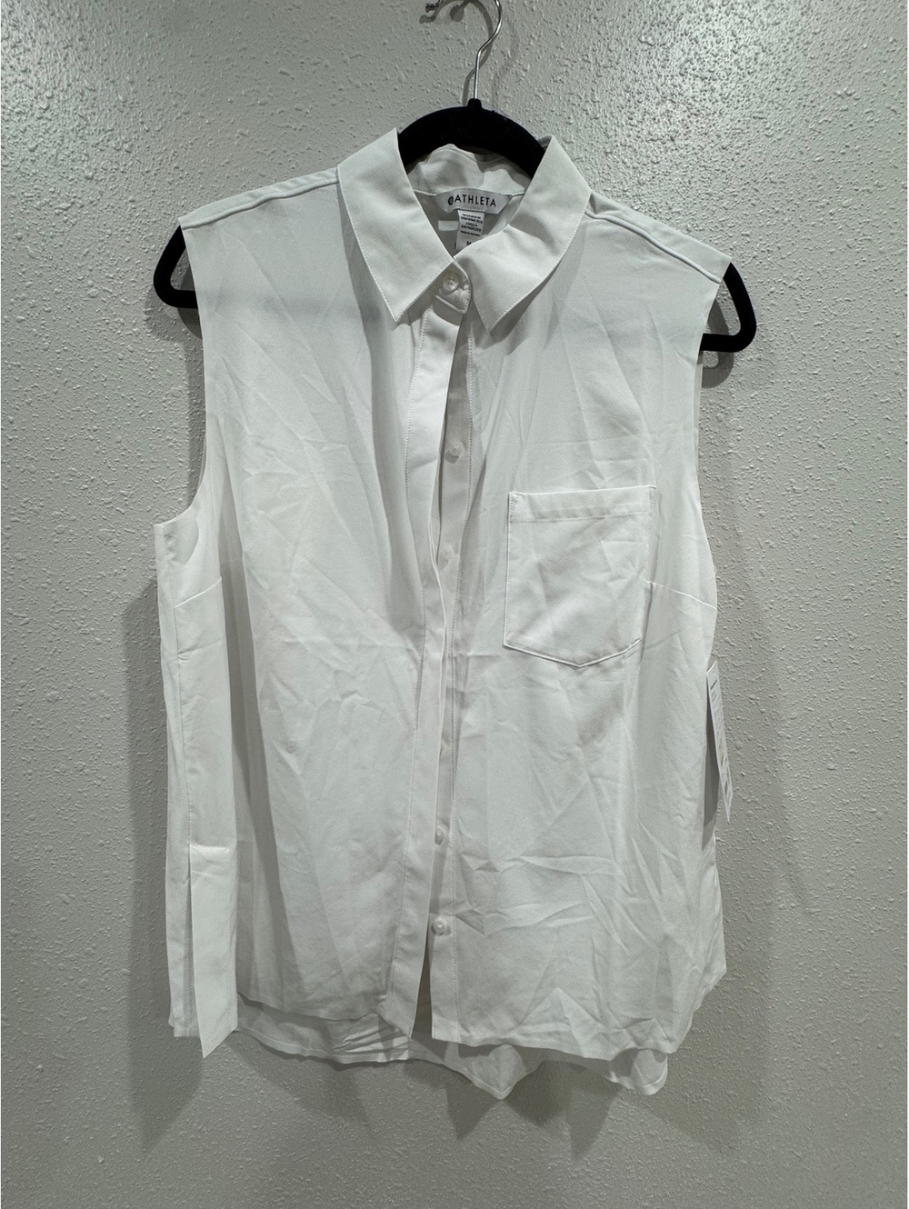 Athleta Everlasting Tank White Sleeveless Button Down Shirt Medium